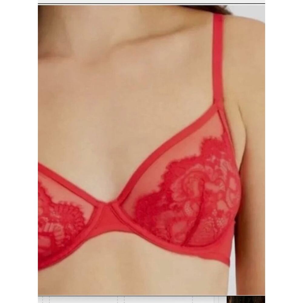 New! I.N.C. International Concepts Underwire Lace Bra Red Large